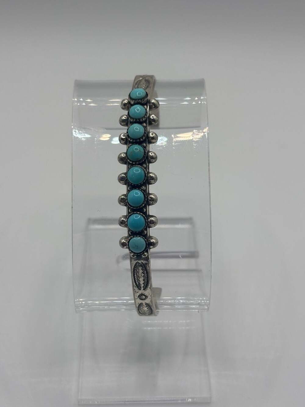 Vintage Native American Sterling Silver Turquoise Cuff Bracelet